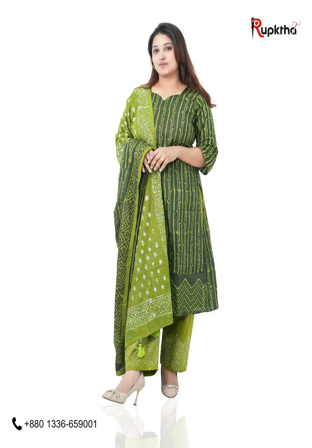 আনস্টিচ প্রিমিয়াম কটন বেক্সি বাটিক থ্রি-পিস জামা + ওড়না + প্যান্ট (BB-17)